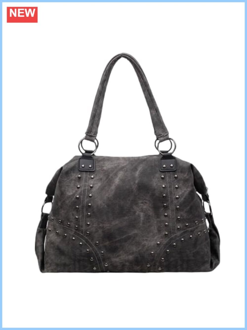 Studded Faux Leather Tote Handbag Top-Handle Hobo Shoulder Bag Punk Y2K